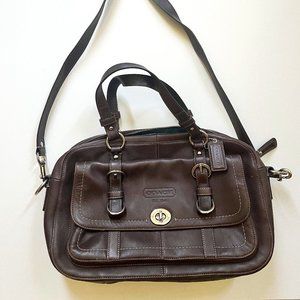 Coach Chelsea brown leather satchel shoulder bag F14017.